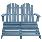 Sedia da Giardino a 2 Posti con Pouf in Legno di Abete Bianca 315915