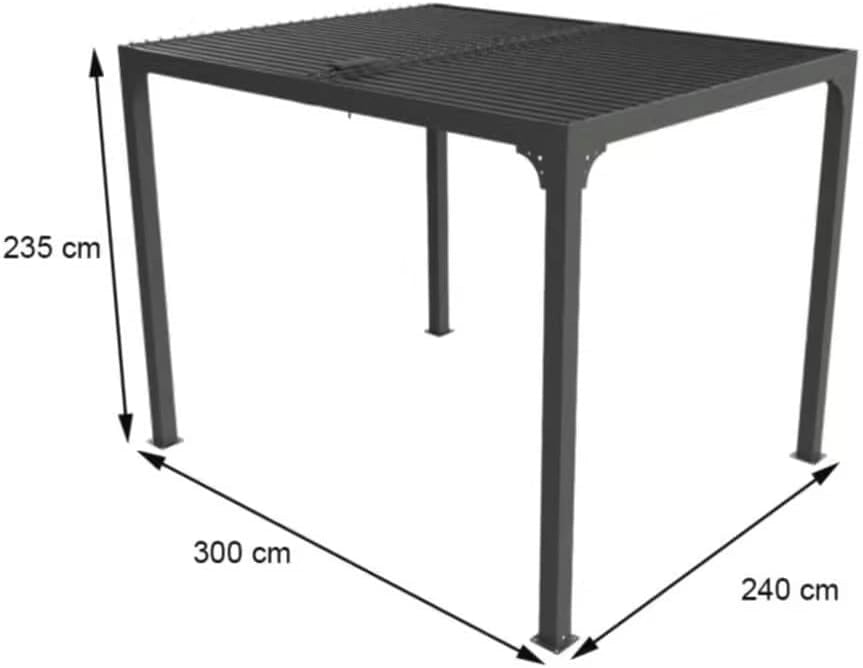 Pergola Foresta gazebo bioclimatica in alluminio, apertura manuale, 240x300