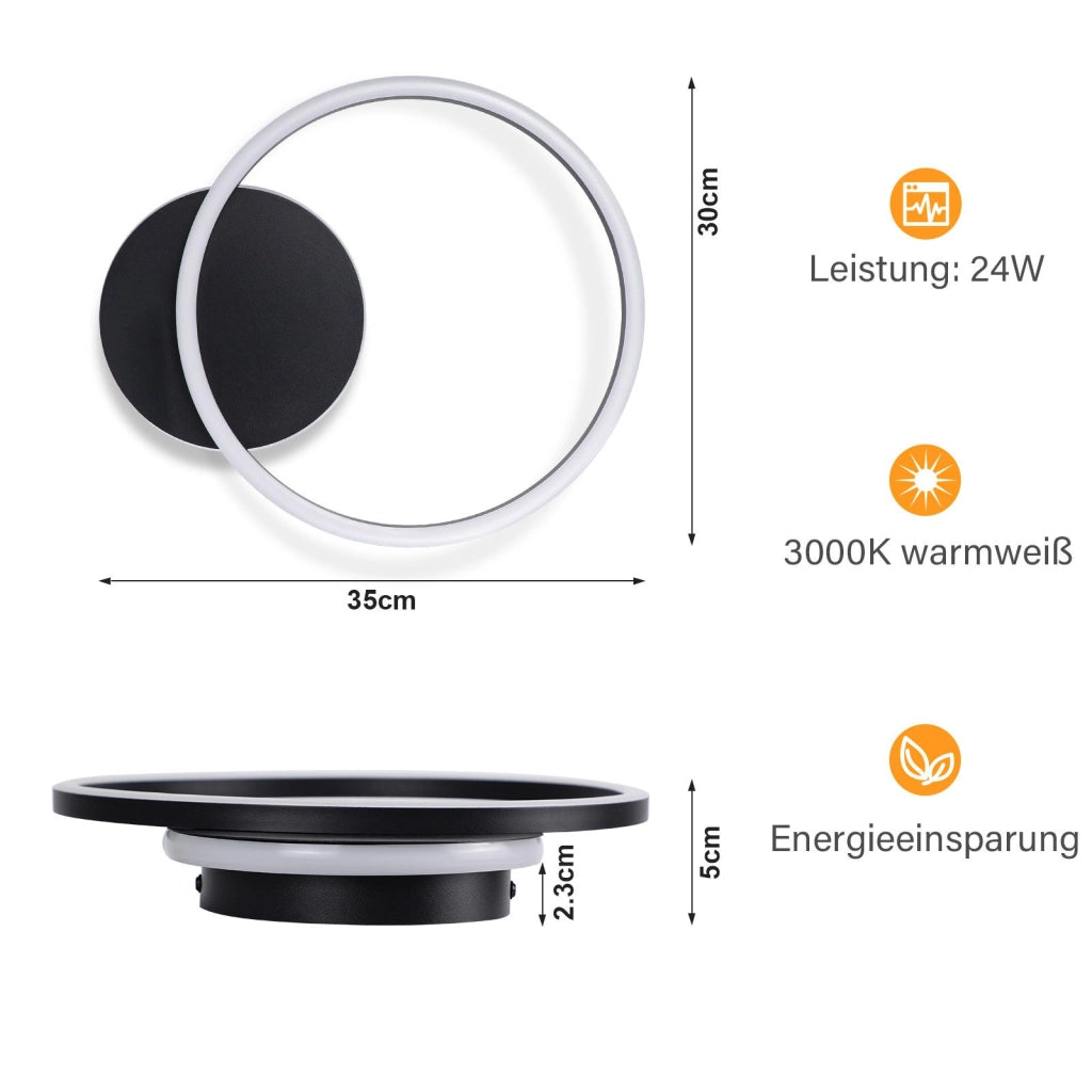 ZMH Lampada da soffitto plafoniera LED moderna 24W metallo 3000K per cucina corridoio