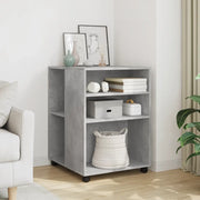 Tavolino con Ruote-Tavolino da soggiorno-Tavolo Grigio Cemento 55x60x78 cm in Truciolato