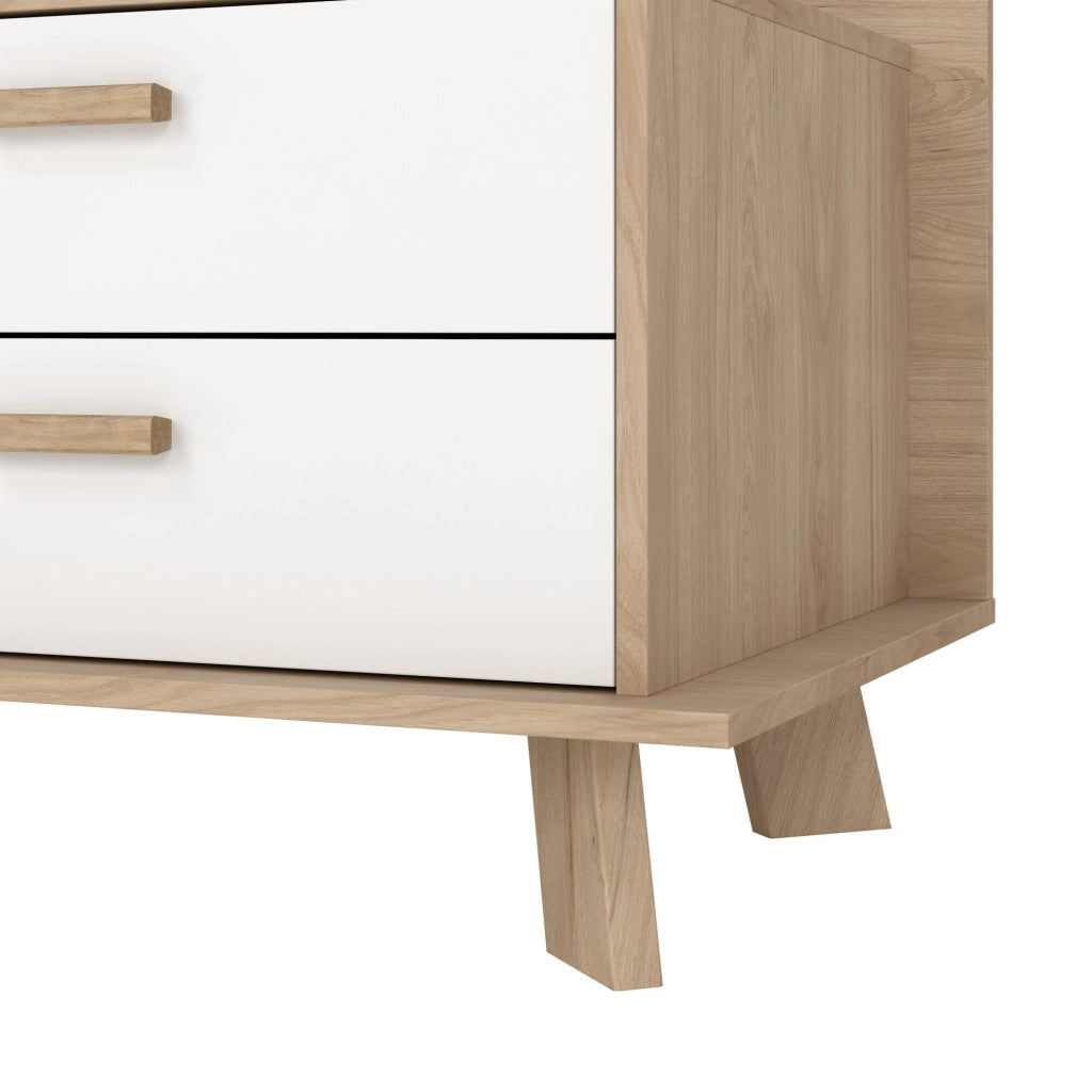Mobile porta TV Agathis, Credenza da soggiorno, Armadio basso per TV, Base parete attrezzata, 182x51 h62 cm, Rovere e Bianco