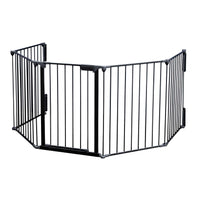 Cancelletto bambini per camino e stufa, nero, 5 elementi, 310 cm, montaggio a parete, Barriera per caminetto