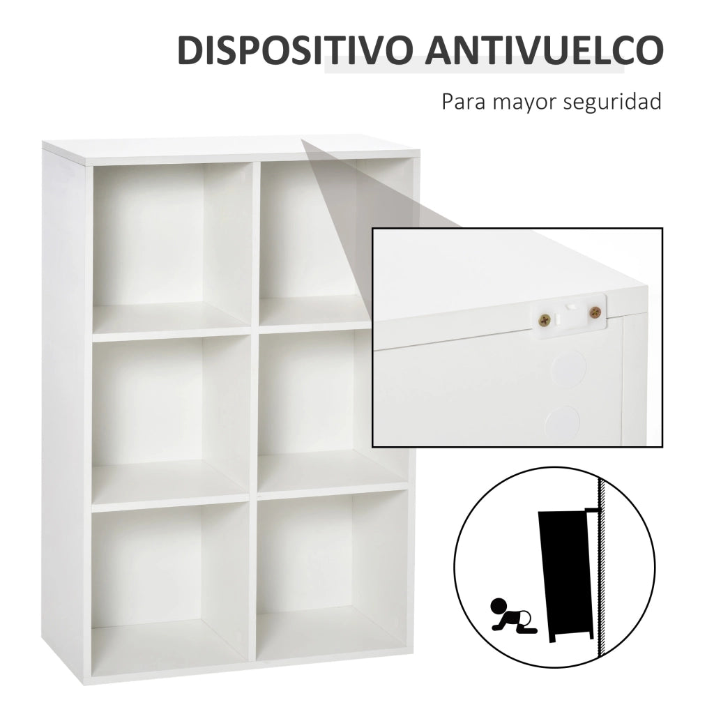 Libreria 3 Livelli con 6 Cubi ¨C Xylo ¨C Legno Bianco 65,5x30x97,5 cm