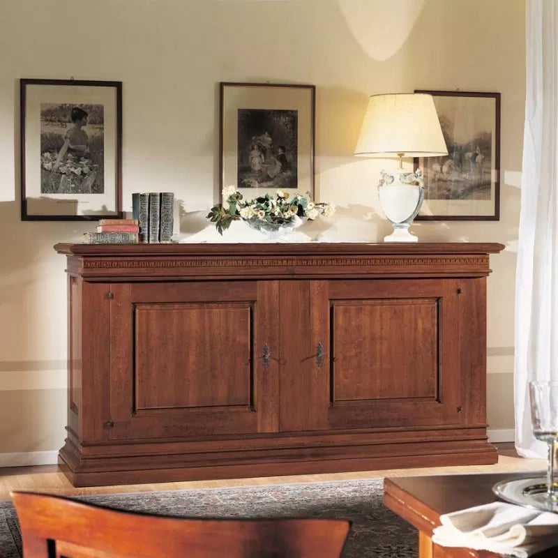 Credenza 2 porte classica legno tinta noce 215x56x115 - Mobili 2G