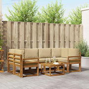 Set di divani da esterno con cuscino 7 pcs Naturale e Beige 3366081