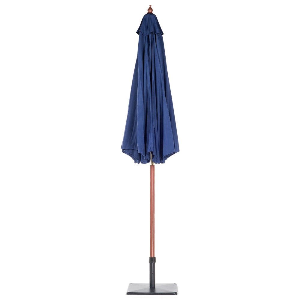 Ombrellone da Giardino Tessuto Blu ø 270 x 254H cm Palo Betulla Pieghevole Esterno Moderno