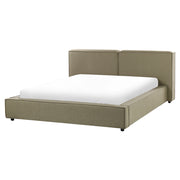 Letto matrimoniale in tessuto verde oliva con struttura a doghe 160 x 200 cm stile classico camera da letto