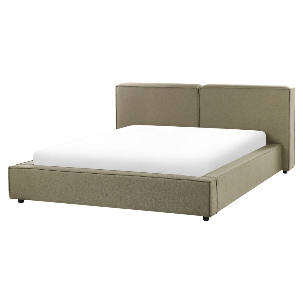 Letto matrimoniale in tessuto verde oliva con struttura a doghe 160 x 200 cm stile classico camera da letto