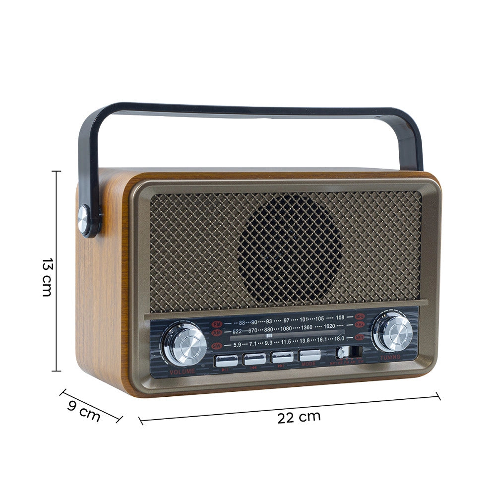 Trade Shop - Radio Fm Retro Wireless Altoparlante Mp3 Portatile Bluetooth Usb Aux Tf Q-sy500 -