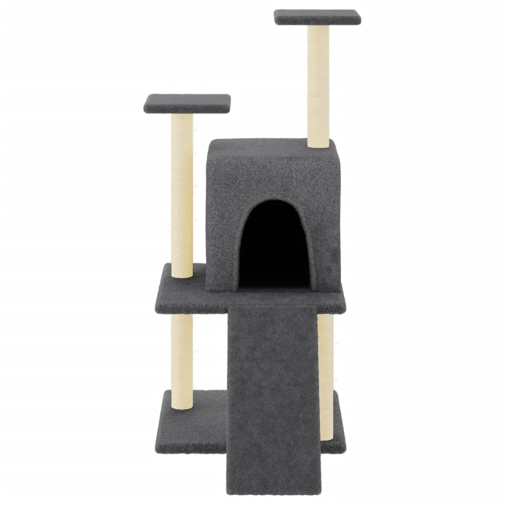 Tiragraffi per gatti torre per arrampicata giocattolo piattaforma per arrampicata con tiragraffi in sisal scuro 110 cm grigio 02_0022642
