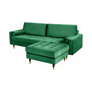 Divano ad angolo reversibile KOLIRI verde smeraldo - Divano design in velluto con pouf abbinato
