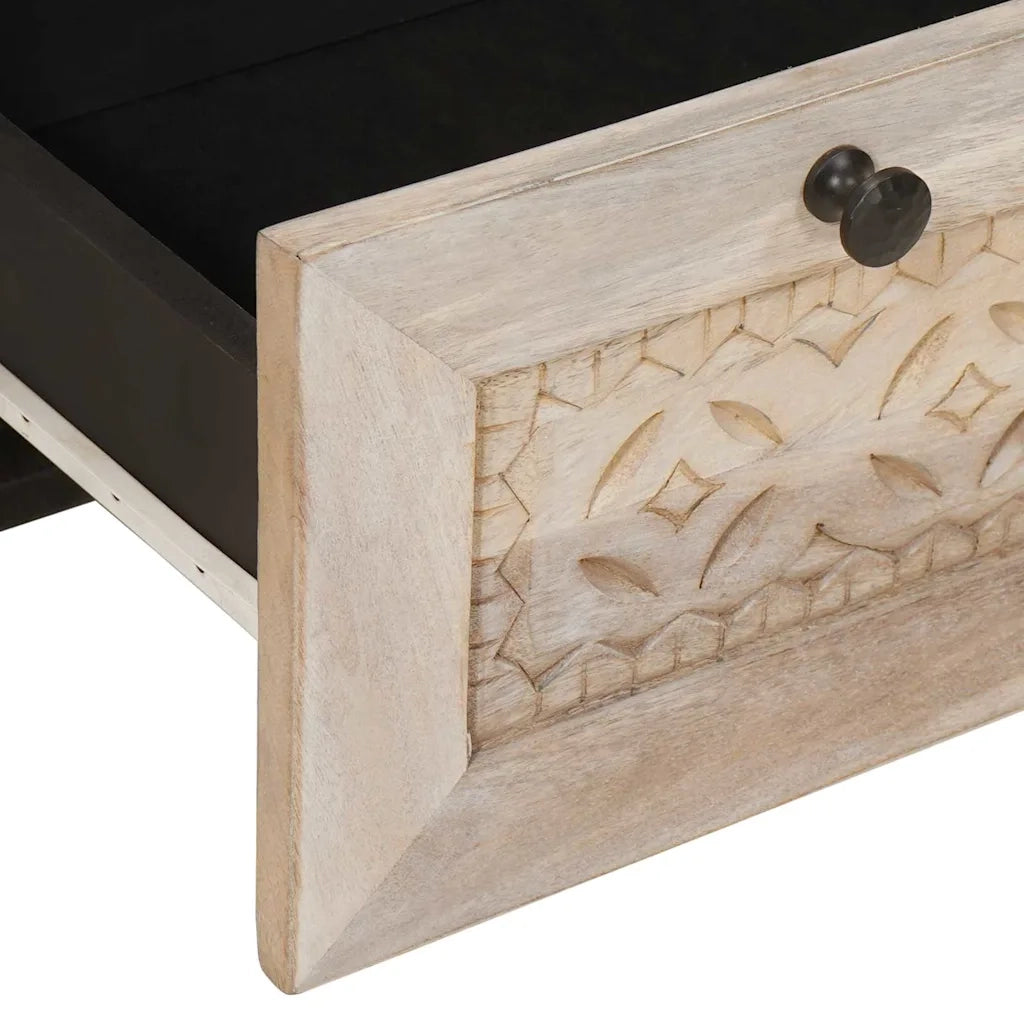 vidaXL Comodino Beige 50 x 33 x 60 cm legno massello di mango