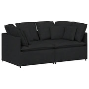 Divano | Divano da soggiorno | Sofa Modulare con Cuscini in Tessuto Nero