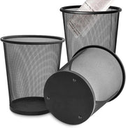 Set di 3 contenitori per rifiuti in metallo - cestini per ogni ambiente - 12 litri - metallo