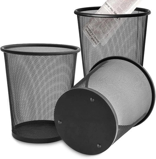 Set di 3 contenitori per rifiuti in metallo - cestini per ogni ambiente - 12 litri - metallo