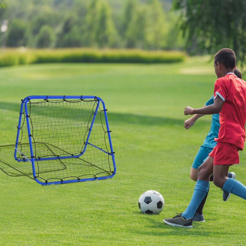 Rebounder da Calcio Pieghevole Blu in Acciaio 100 x 95 x 90 cm