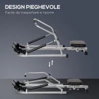 Vogatore Pieghevole, 4 Livelli di Resistenza e Display, Acciaio e ABS, 129x70x70 cm