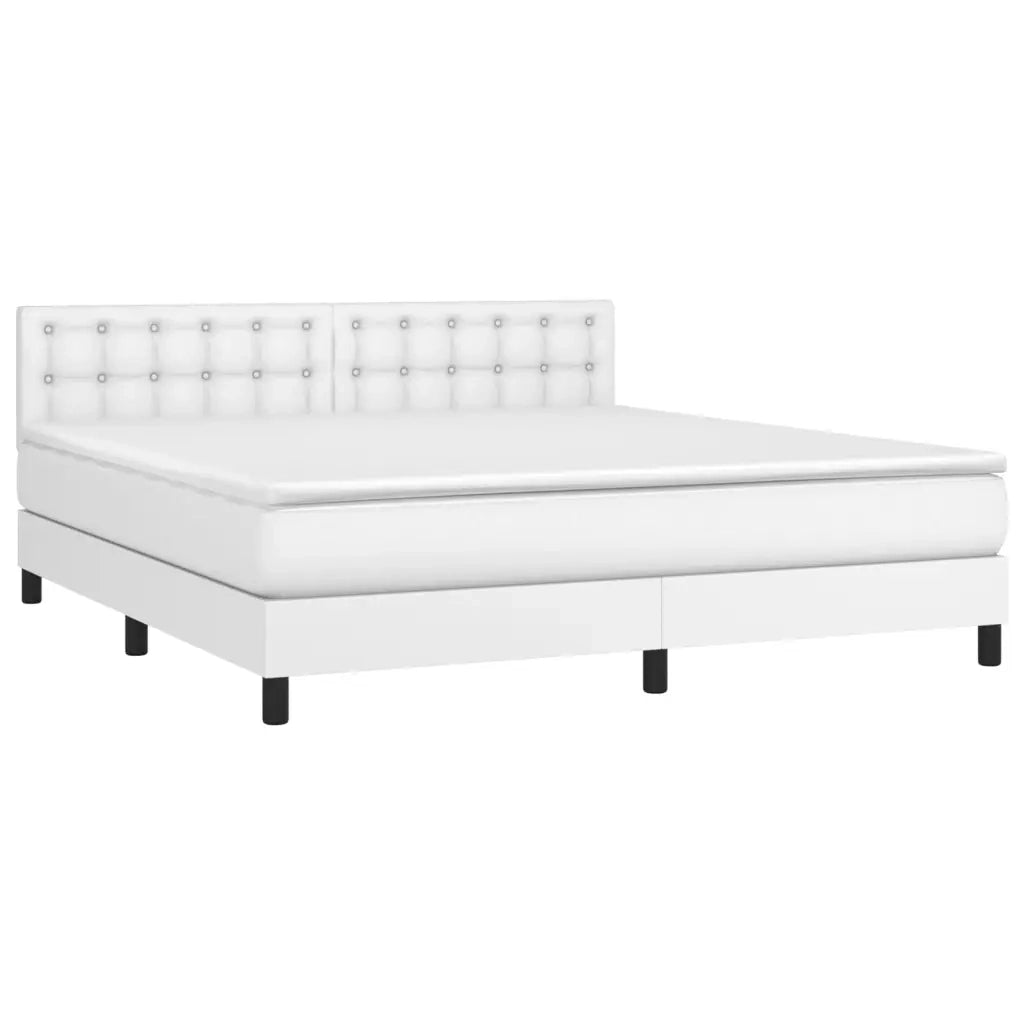 Giroletto Molle con Materasso e LED Bianco 160x200cm Similpelle 3134232