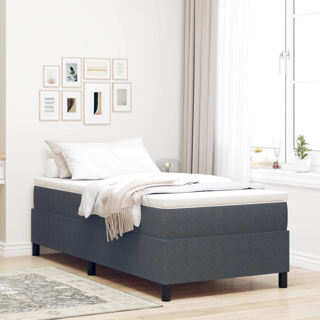 Letto Box Spring con Materasso Grigio Scuro 100 x 200 cm Tessuto di Corduroy