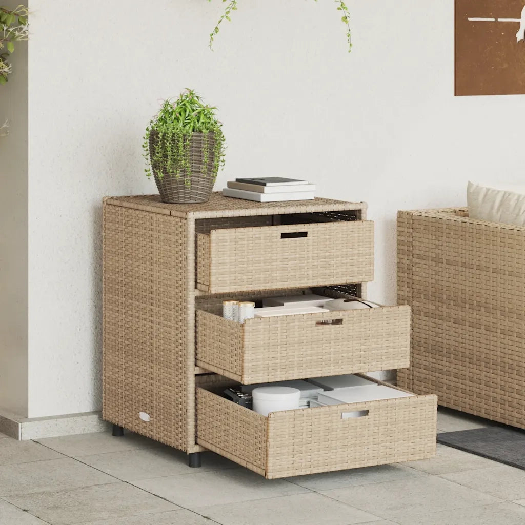 Armadietto Portaoggetti da Giardino Beige 55x59x69cm Polyrattan 365558