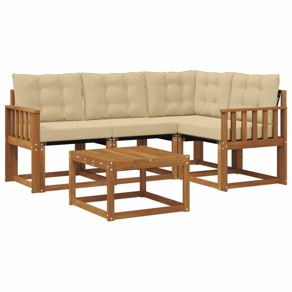 Set di divani da esterno con cuscino 5 pcs Naturale e Beige 3368640