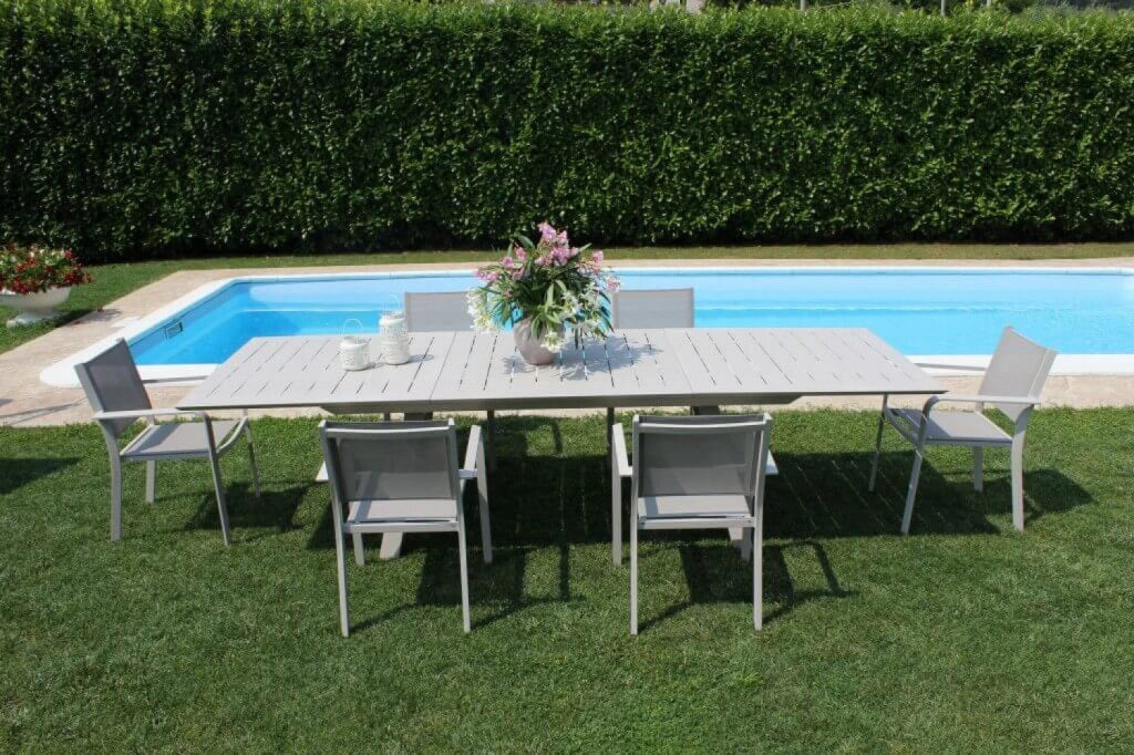 Tavolo Zante Allungabile 200/300x110x75 h cm in Alluminio Tortora