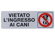 TARGHETTA ADESIVA VIETATO L?INGRESSO AI CANI- - cm.15x5h. - 10 pezzi