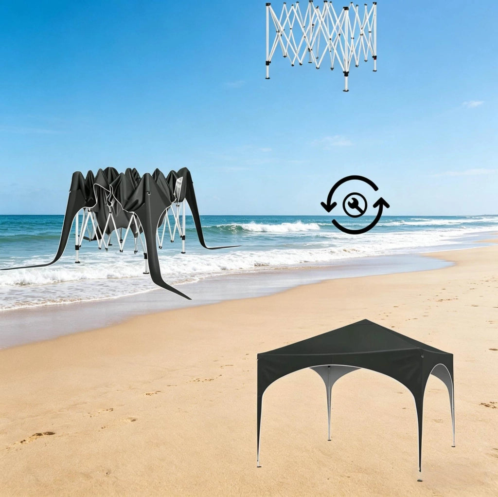 Gazebo pieghevole 3 x 3 m grigio con tetto Oxford 210D e altezza regolabile