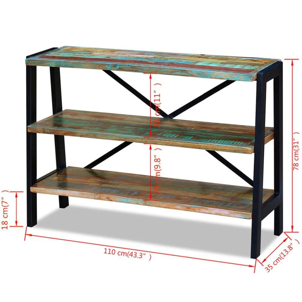Credenza buffet consolle mobile contenitore 3 ripiani in legno massello di recupero 4402008