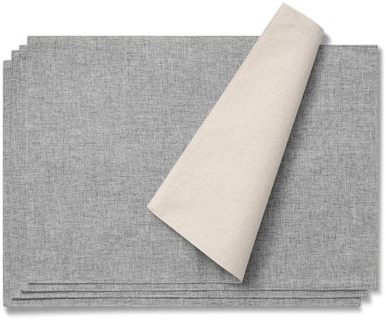 Set di tovaglie per tavola in cotone 4 pezzi 33 x 48 cm grigio + bianco crema