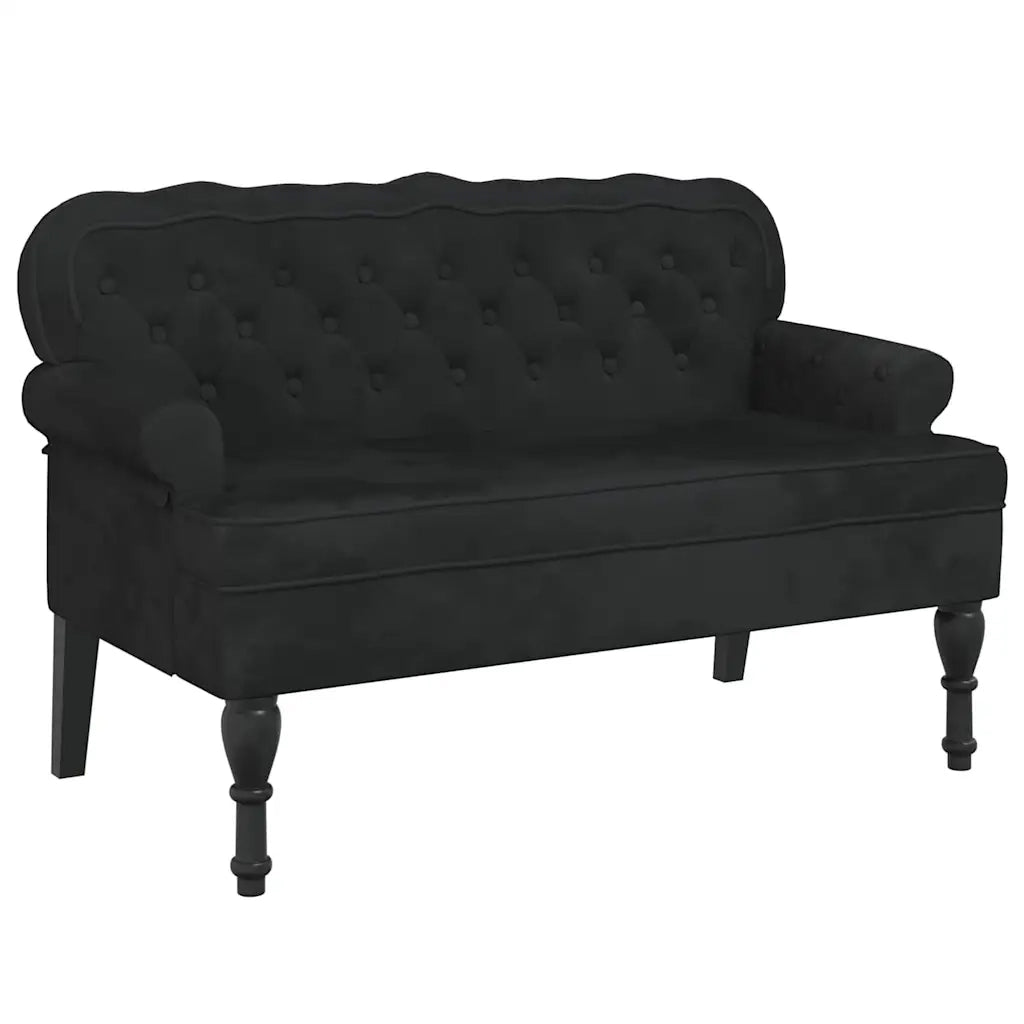 Panca con schienale nera 119,5x64,5x75 cm in velluto 372161