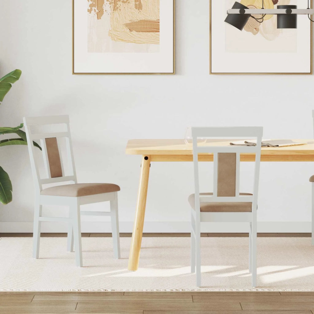Sedia da pranzo 2 pcs Bianco e marrone Legno di gomma solido