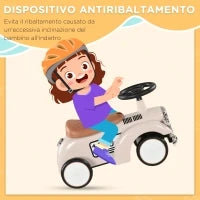 Macchina per Bambini 12-36 mesi con Clacson e Vano Portaoggetti a Scomparsa, in PP e Metallo, 58x27x35 cm
