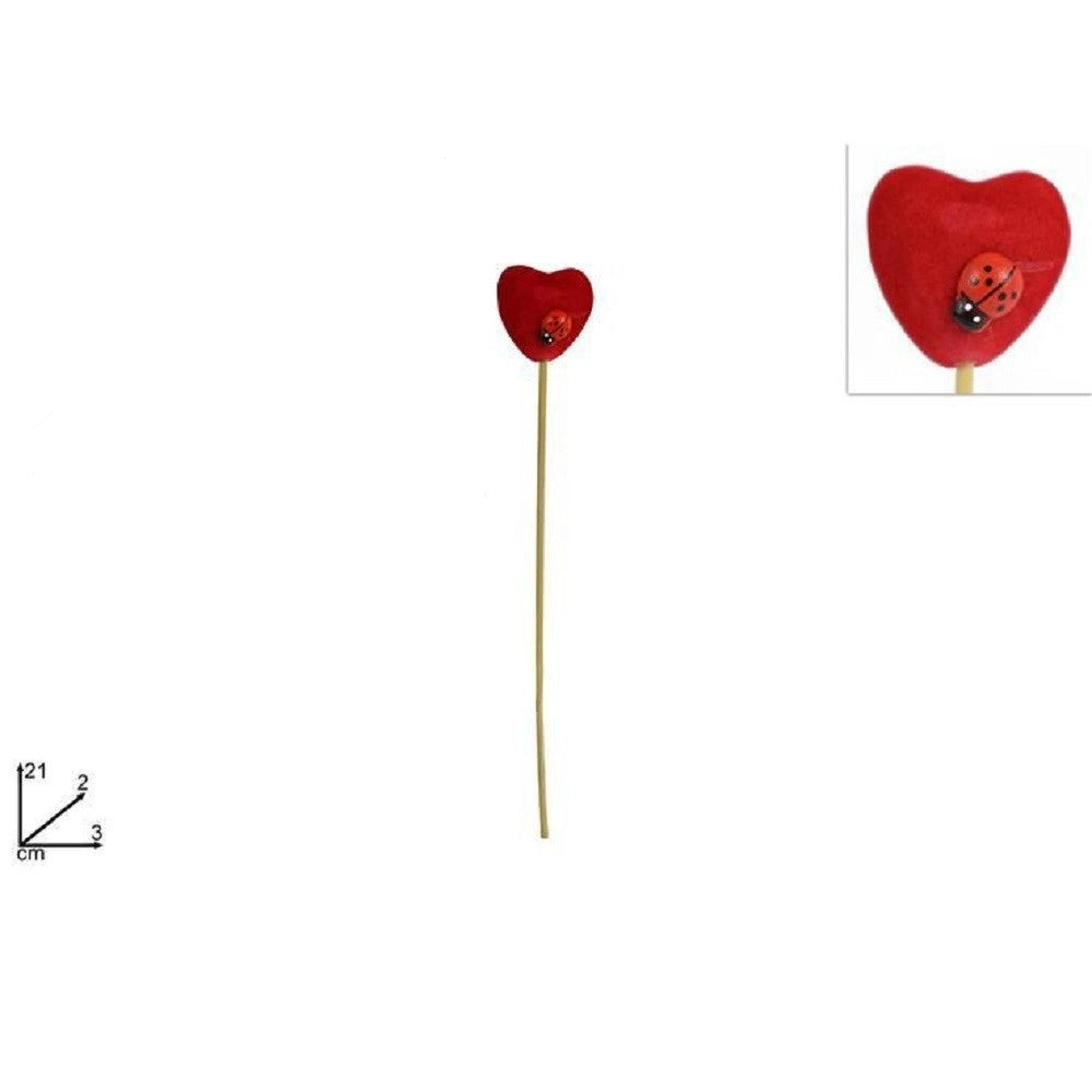 Trade Shop - Set 12 Pz Spilloni Con Cuore Rosso Coccinella 3x21x2cm Accessori San Valentino -
