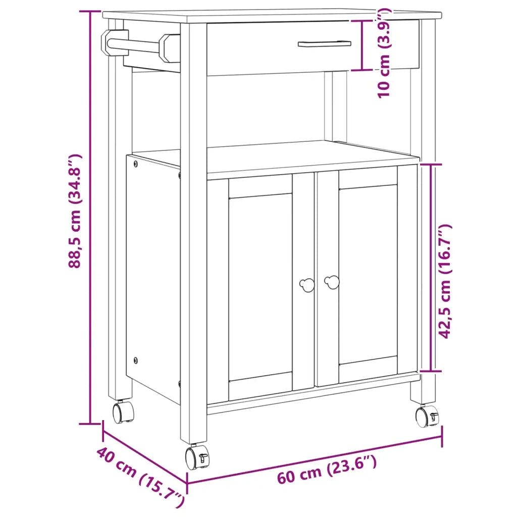 Carrello da Cucina MONZA Nero 60 x 40 x 88,5 cm CFW9232619