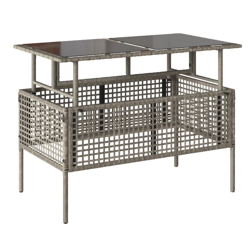 Divano da Giardino 4pz | Set Salotto da Giardino Cuscini Grigio Chiaro Polyrattan e Vetro