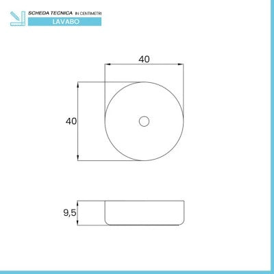 Lavabo da appoggio tondo 40 cm in acciaio inox bianco opaco  Goya