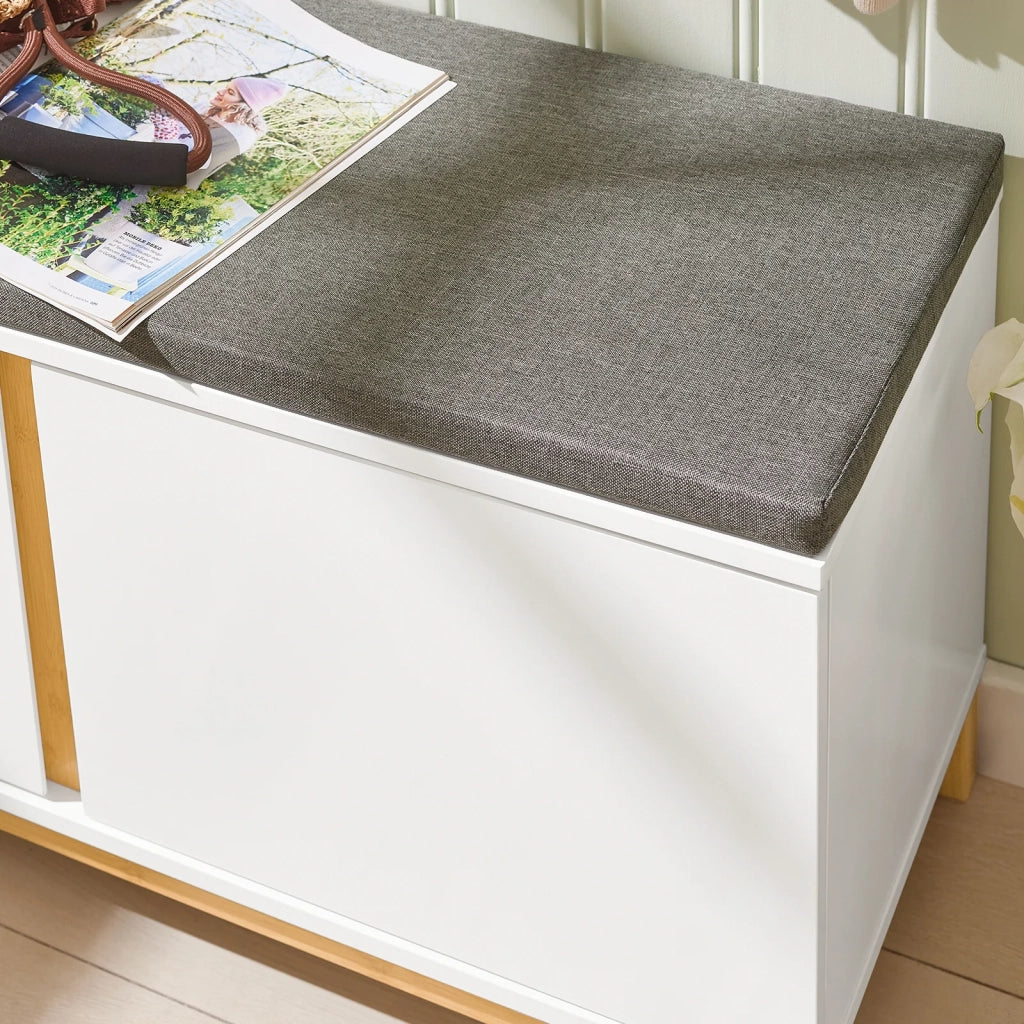 Panca Scarpiera ingresso con seduta, Cassapanca contenitore con 2 ante, 90x34x46cm FSR117-W SoBuy