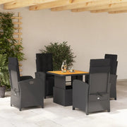 Set da Pranzo da Giardino 5 pz Nero con Cuscini in Polyrattan 3277328