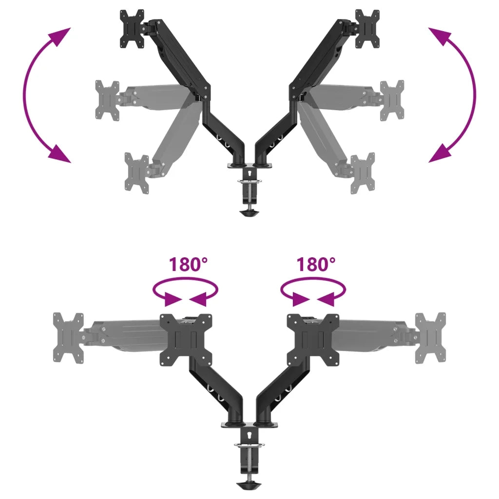 vidaXL Braccio TV Doppio per Schermo Max 27 Pollici Molla a Gas 20 kg