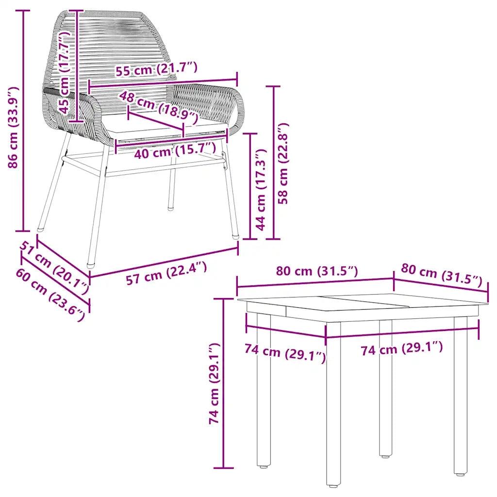 Set da Pranzo da Giardino con Cuscini 5 pz | Set Salotto da Giardino Polyrattan Vetro