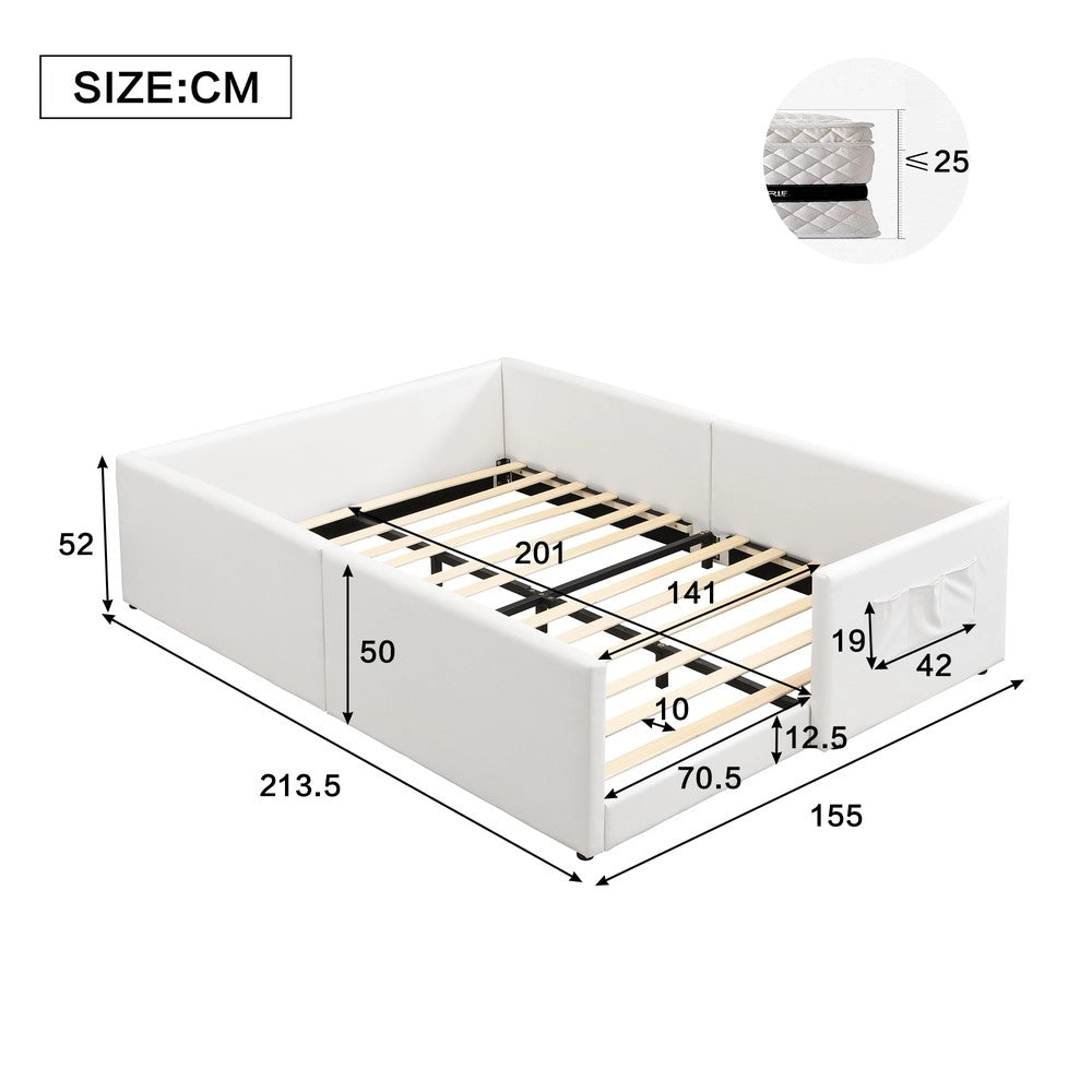 Letto Imbottito Singolo Contenitore ¨C Xylo ¨C Bianco 140x200 PU Legno