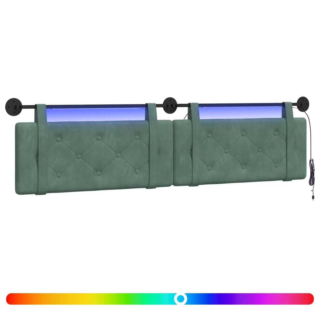 Testiera sospesa Con luce LED Verde Mare Velluto