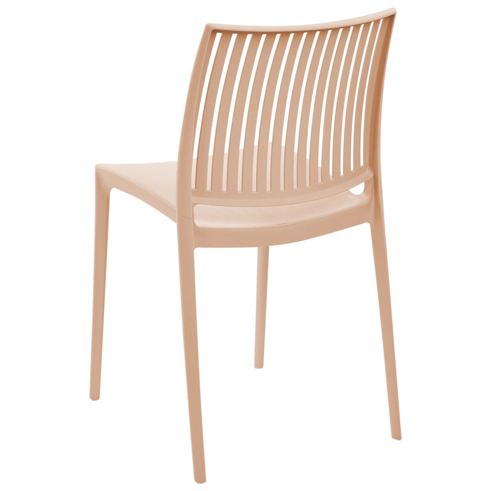 Set di 4 sedie da giardino in plastica sintetica, sedute da esterno impilabili color beige sabbia