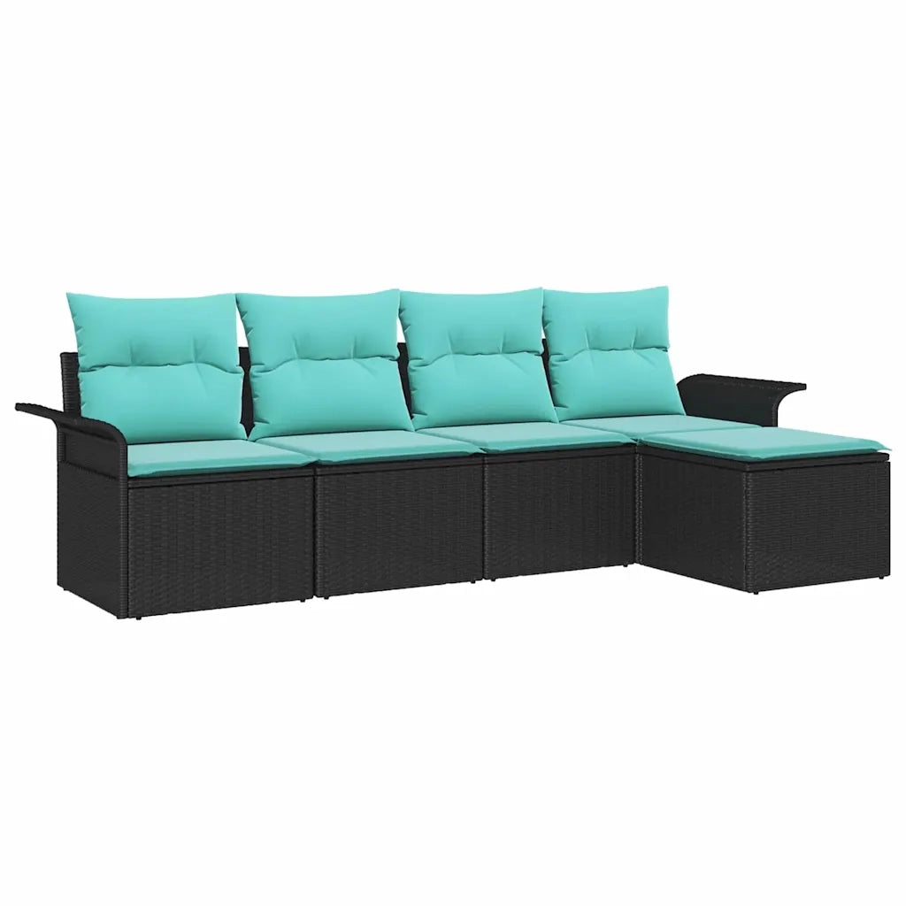 Set Divano da Giardino con archiviazione 5 pcs Nero polyrattan 3353995