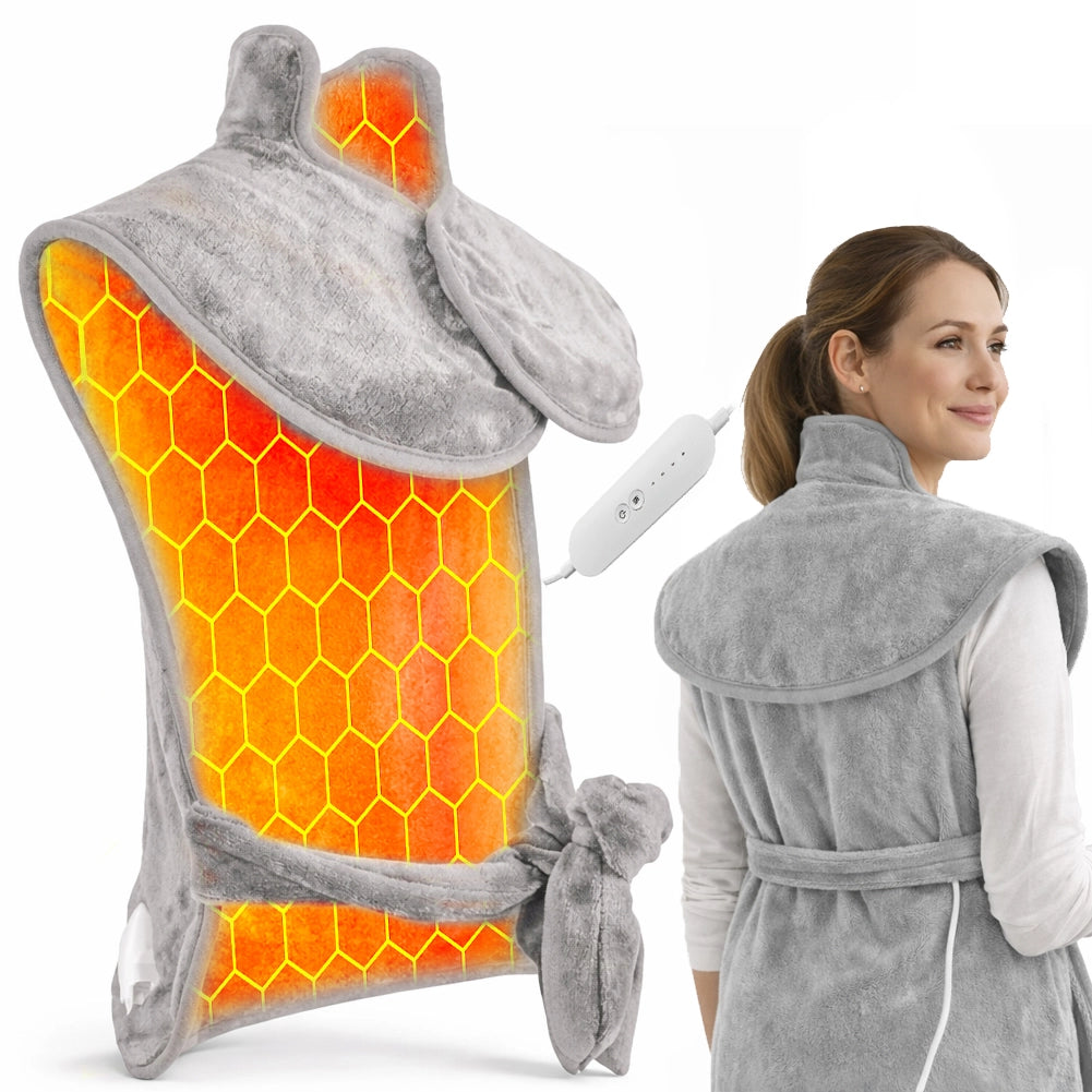 Mantellina Termoforo Elettrico Schiena e Collo 110W 4 Livelli Calore con Telecomando