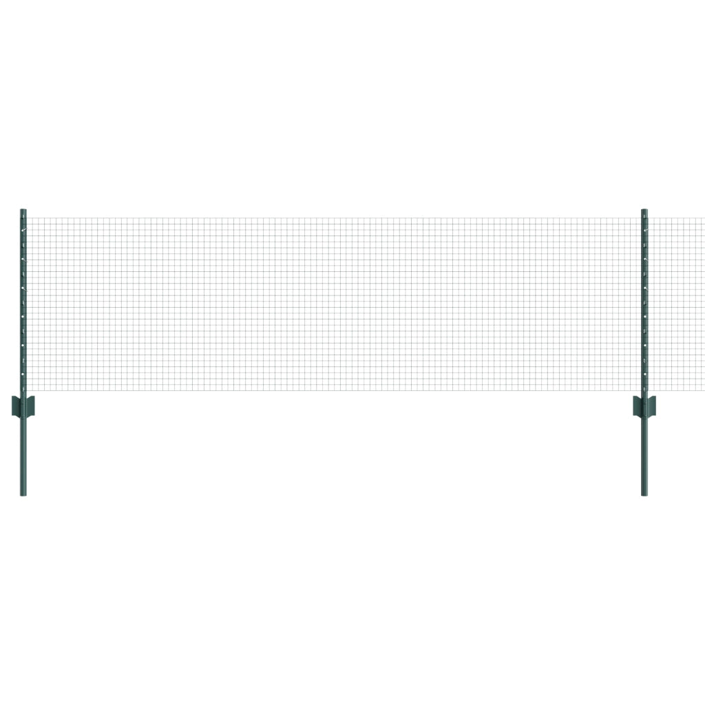 Recinzione in Rete Saldata con 11 Pali a U Verde 0.6x25 m Acciaio