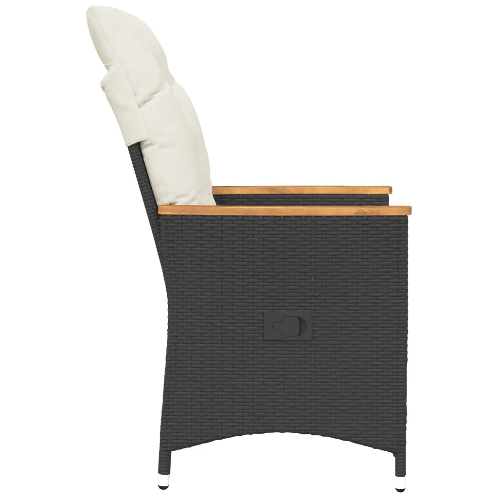 Sedie Reclinabili da Giardino 2 pz | Sedie da Esterno con Cuscini Nero Polyrattan