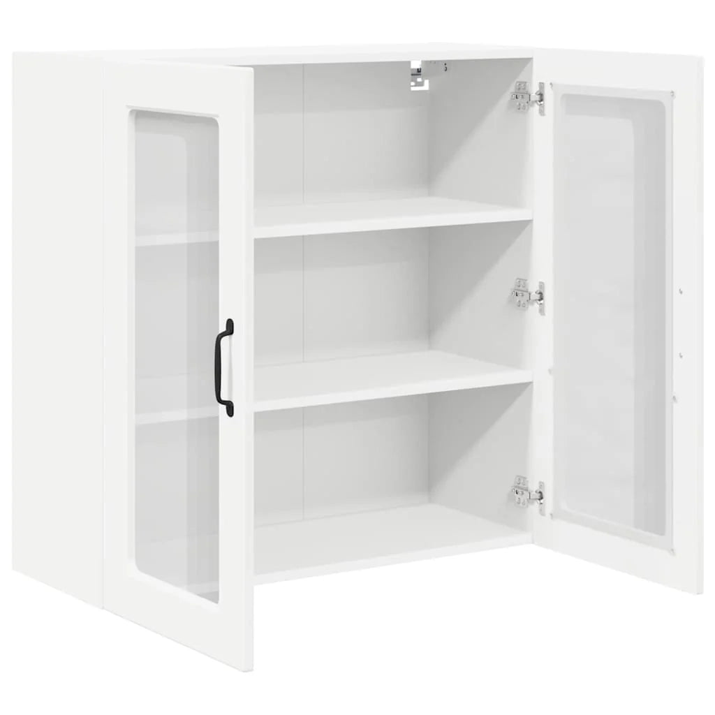 Mobile da cucina moderno da parete 80 x 31 x 80 cm pratico contenitore design elegante legno ingegnerizzato bianco 02_0054408