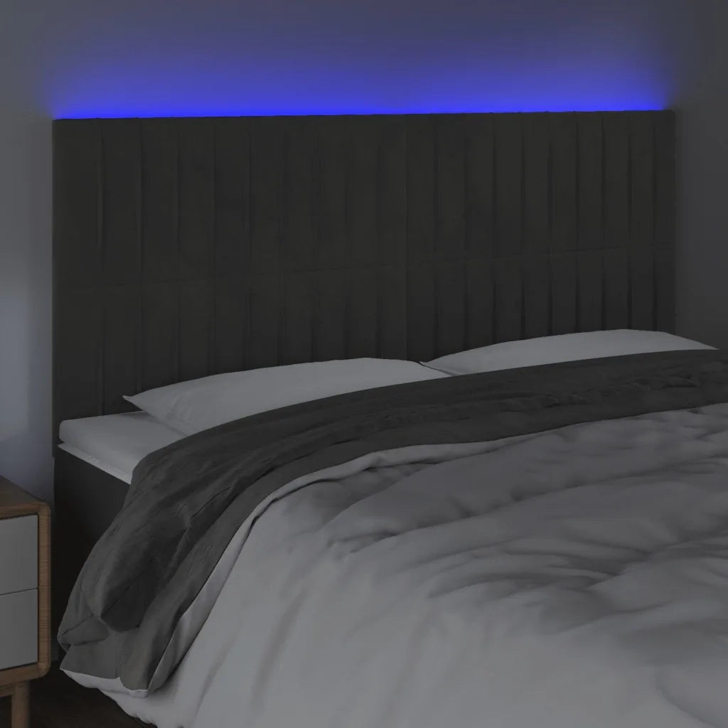 Testiera | Testata a LED GrigioScuro 200x5x118/128cm in Velluto
